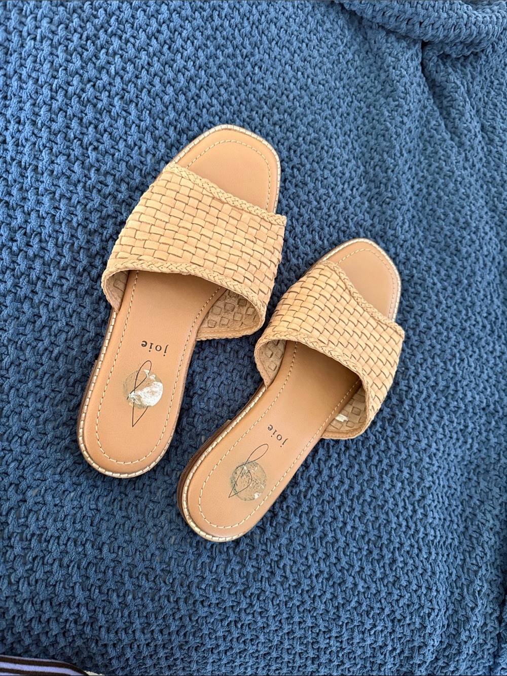 Joie Natural Woven Slide Sandals